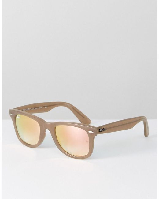 Ray-Ban Ray Ban Wayfarer Sunglasses In Nude With Flash Lens  display picture 2