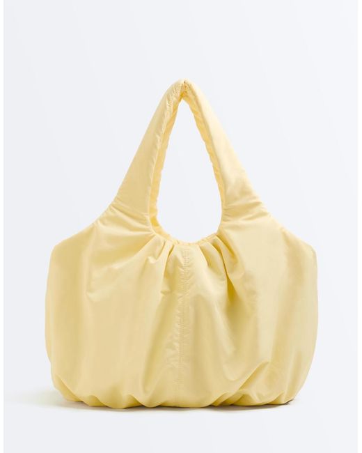 Oysho Yellow Gathered Shopper Bag