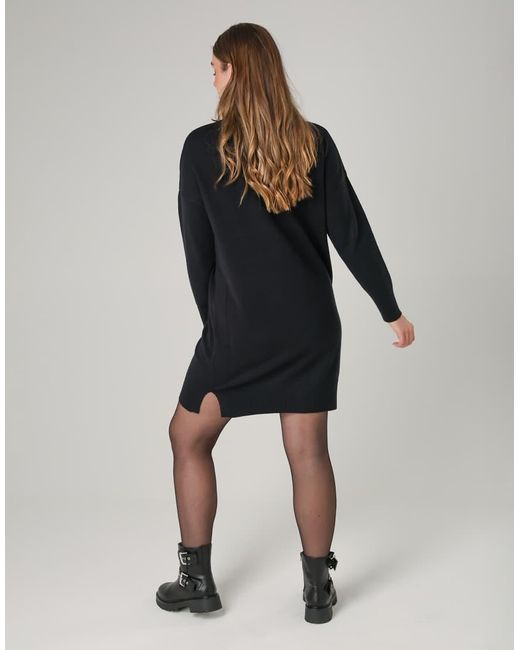 French Connection Black Cosy Roll Neck Long Sleeve Mini Dress