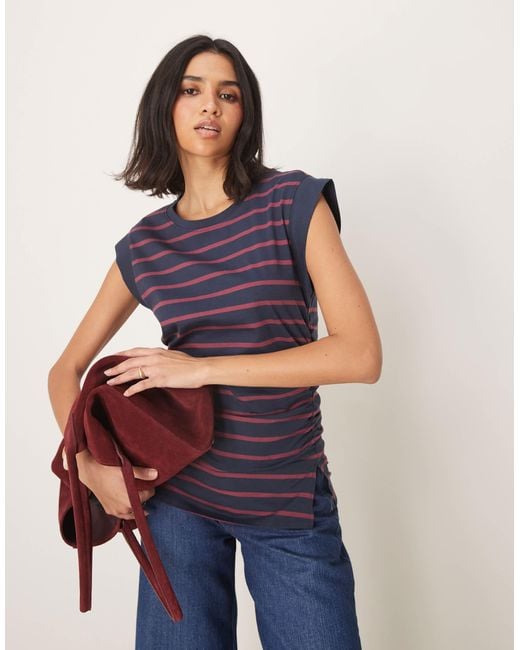 ASOS Blue Corset Waist Sharp Shoulder Tank Top