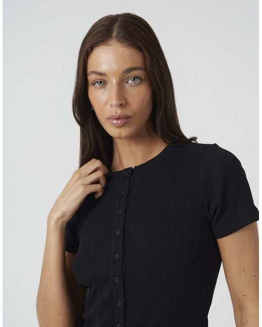 Brave Soul Blue Cotton Rich Short Sleeve Button Down Top