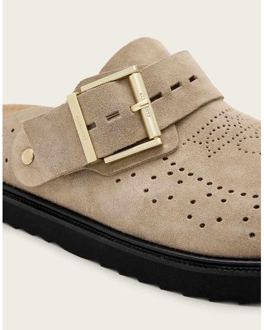 AllSaints Natural Skye Buckle Suede Mule