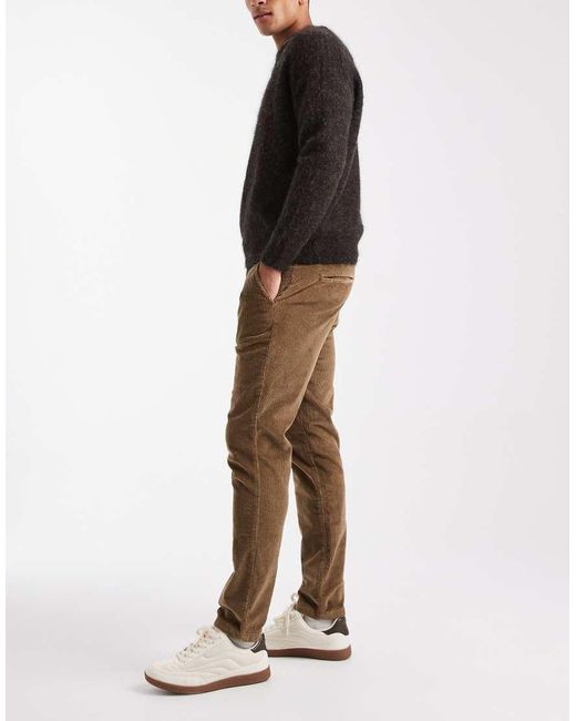 Jack & Jones Brown Slim Fit Cord Trouser for men