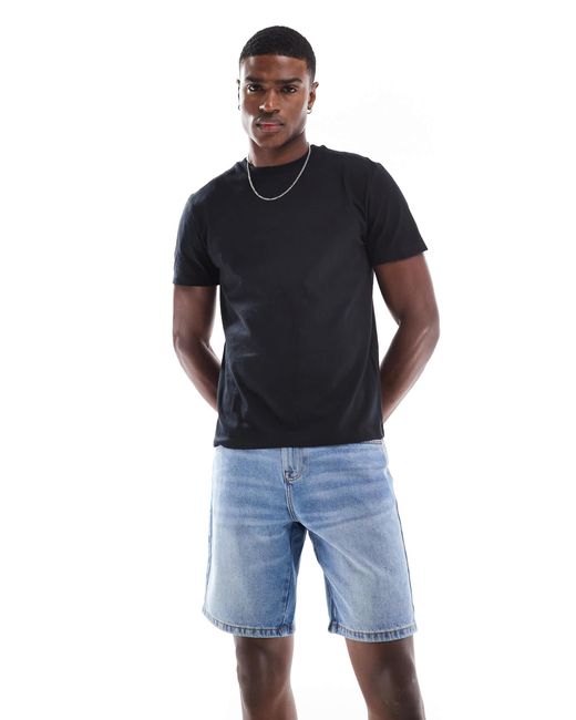 ASOS Blue Slim Regular Length Denim Shorts for men