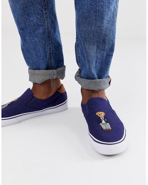 Thompson - Chaussures à enfiler avec logo ours - Bleu marine Polo Ralph  Lauren pour homme en coloris Bleu | Lyst