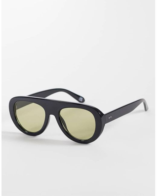 Reclaimed Vintage Natural Unisex Visor Aviator With Green Lens