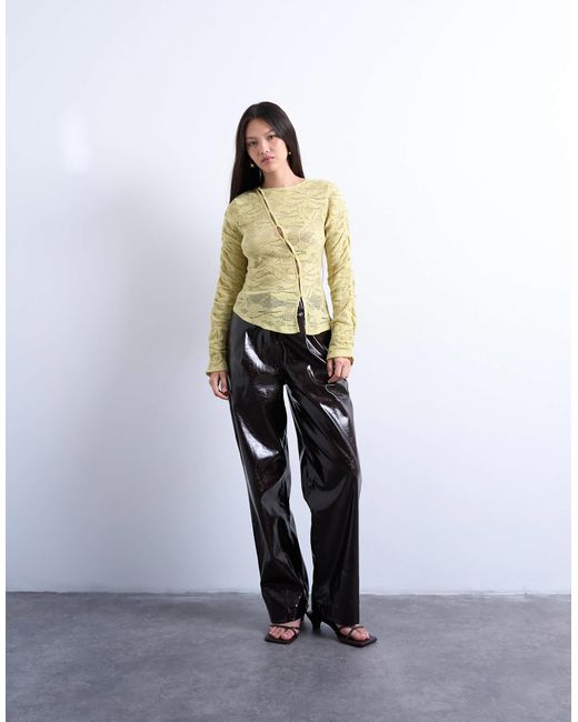 TOPSHOP Yellow Lace Asymmetric Top