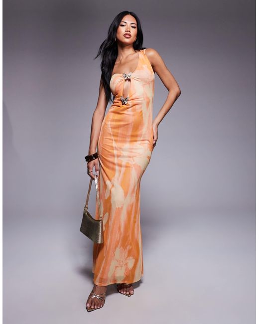 knee length dresses for ladies Elias Strapless Mesh Maxi Dress main image 0