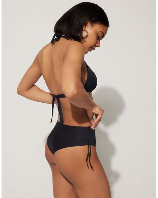 Tezenis Black High-Waist Brazilian With Drawstring