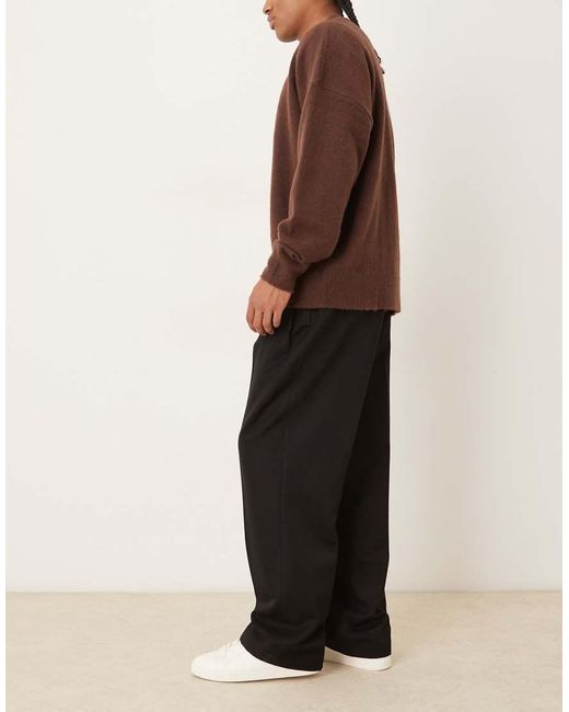 ASOS Brown Smart Wide Leg Trouser With Side Pleat for men