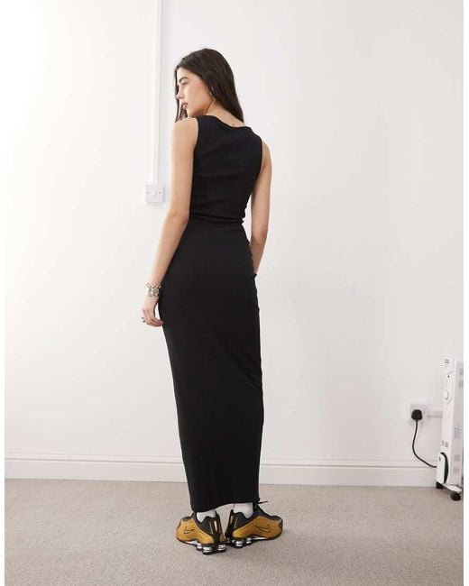 Collusion Black Slash Neck Maxi Dress
