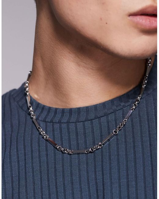 ASOS – farbene halskette mit kastengliedern und unterschiedlichen designelementen in Blue für Herren