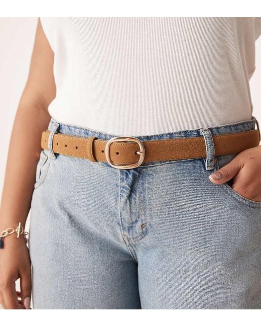ASOS White Asos Design Curve Faux Suede Waist And Hip Jeans Belt