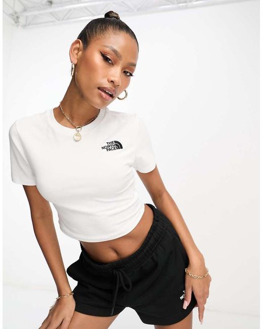 The North Face White Simple Dome Cropped Tight T-shirt