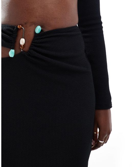 ASOS Black Co-ord Trim Detail Maxi Skirt