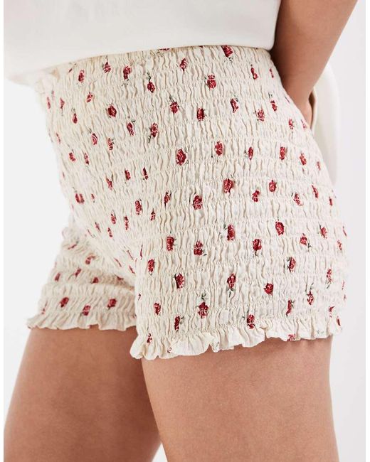 JJXX White Shirred Micro Shorts