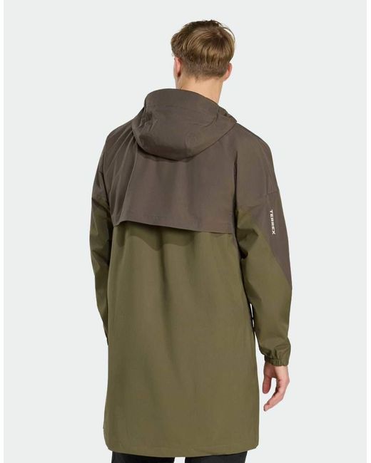 Adidas Originals Brown Terrex Multi 2 Layer Climaproof Rain Parka for men