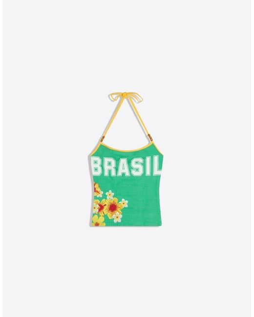 Top Allacciato Al Collo Con Stampa di Bershka in Blue