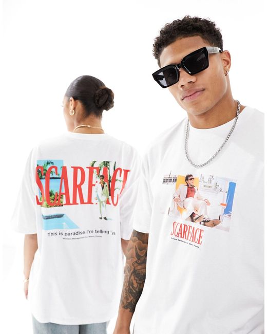 ASOS White Unisex Oversized License T-shirt With Scarface Graphic Prints