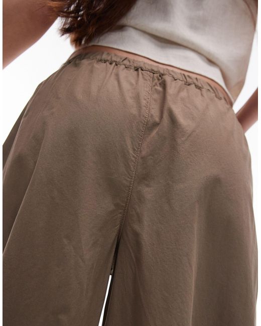 Pantalon plissé ultra ample en popeline - kaki TOPSHOP en coloris White