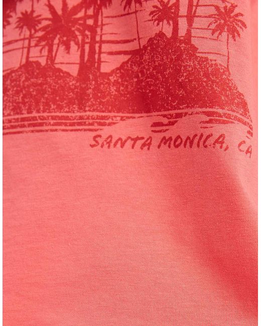 ASOS Red Boxy Crop Tee With Palm Island Graphic