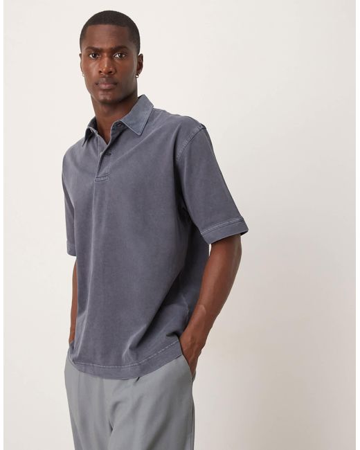 Polo à manches courtes en jersey épais - foncé ARKET pour homme en coloris Blue