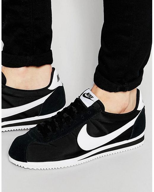 nike cortez nylon black mens