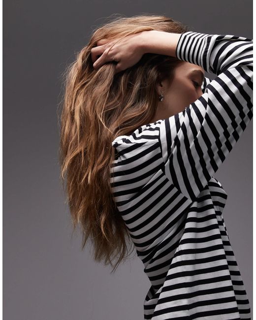 ARKET Gray Jersey Long Sleeve Relaxed T-shirt With Deep Cuffs