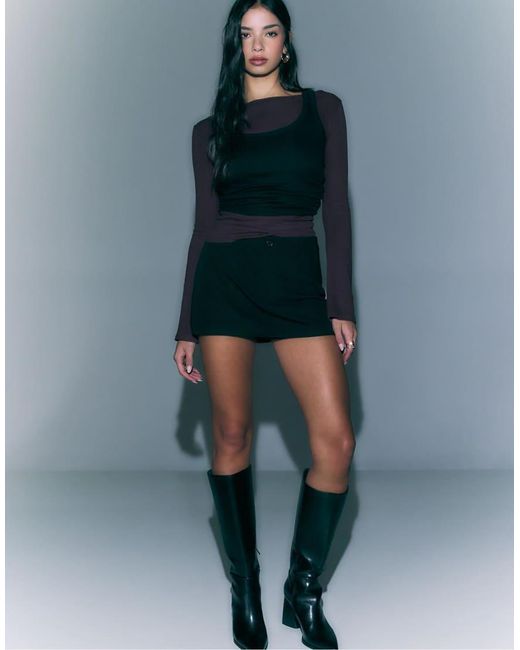 Stradivarius Green D62 Mini Skort