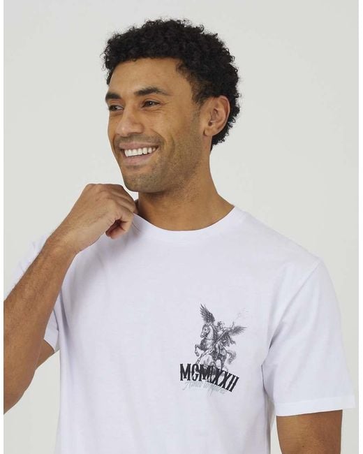 Brave Soul White Cotton Relaxed Fit Graphic T-Shirt for men