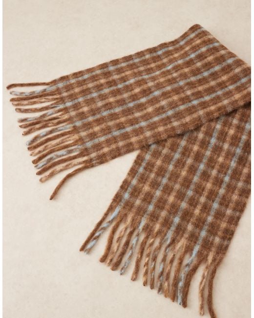 ASOS Natural – karierter, gewebter schal