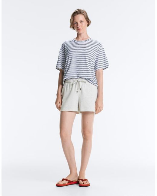 Oysho Blue Striped Short-sleeved T-shirt