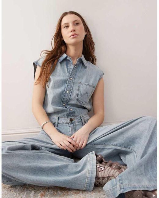 Wrangler Gray Denim Jumpsuit