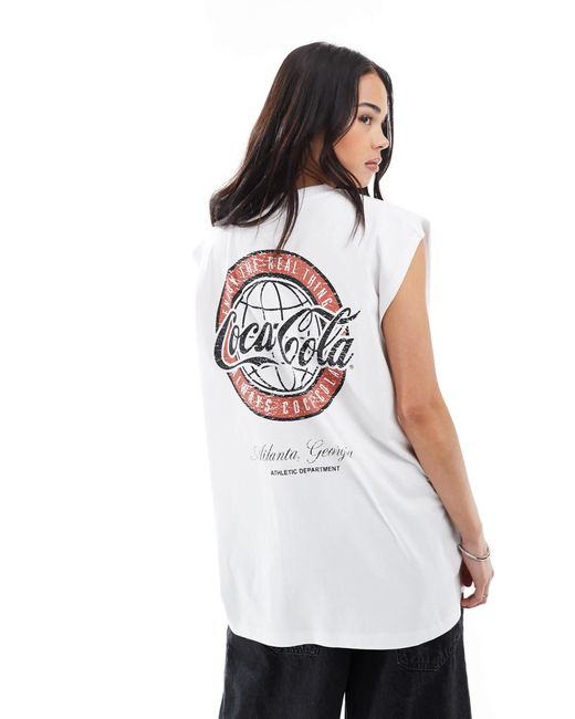 ASOS White Unisex Oversized License Tank Top With Coca-cola Prints
