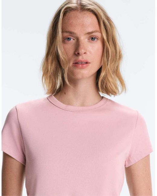 Oysho Red Fitted Rib Cotton Blend T-Shirt