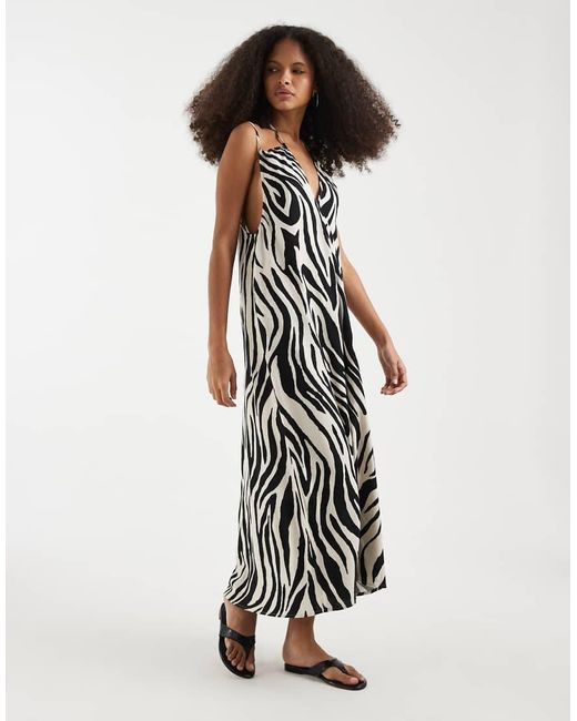 Vero Moda Black Linen Mix V Neck Midi Dress