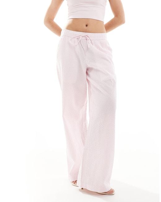 Hollister Pink – weite hose mit vichy-karomuster und niedrigem elastischem bund