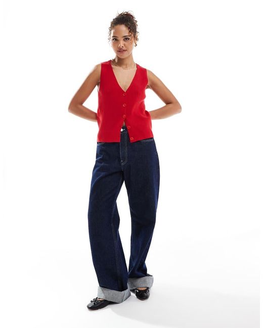 Vero Moda Gebreide Gilet in het Red