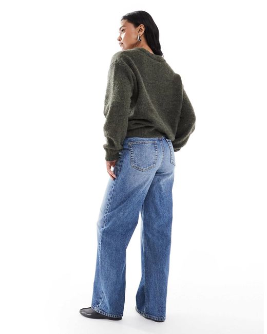 ASOS Blue Asos Design Maternity Wide Leg Dad Jeans