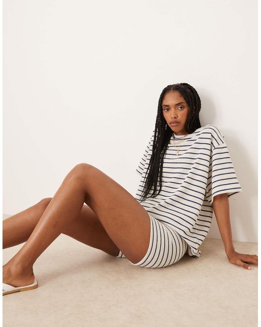 Mini-short d'ensemble en maille à rayures - noir et blanc ASOS en coloris Natural