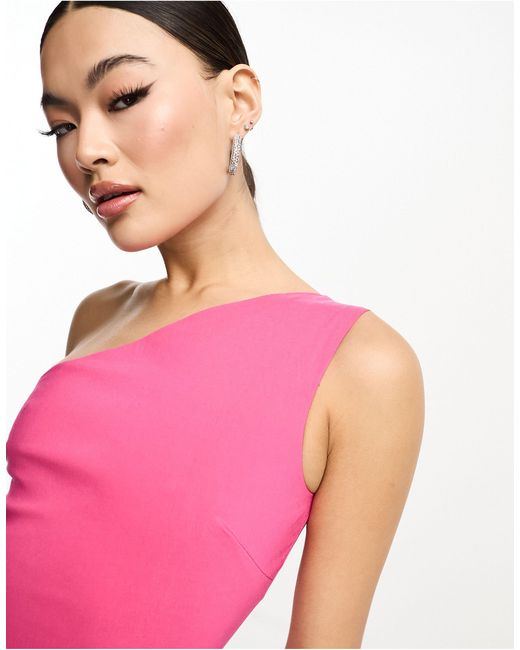 Robe mi-longue moulante asymétrique - magenta Vesper en coloris Pink