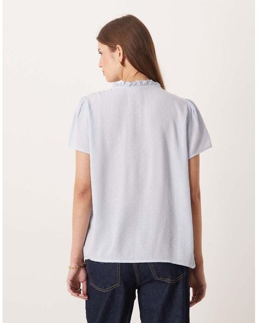 Jdy White Textured Short Sleeve Blouse