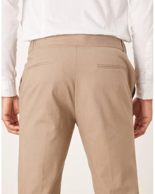 Pantalones De Vestir De Corte Pitillo Con Cintura Elástica De Tejido Rico En Algodón De -Neutro ASOS de hombre de color Natural