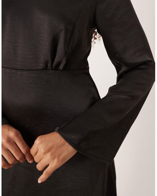 Y.A.S Black Open Back Satin Mini Dress