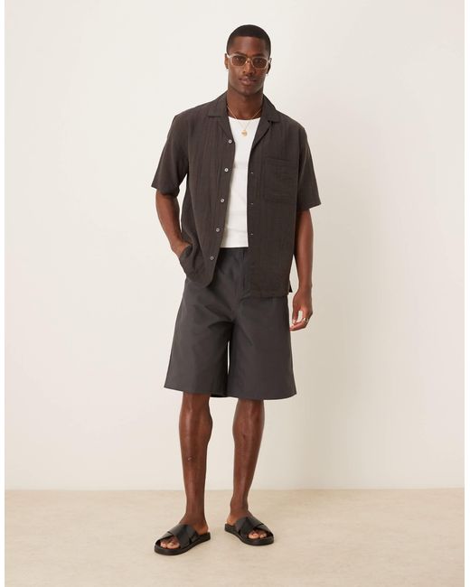 Chemise décontractée en coton texturé à manches courtes - chocolat Mango pour homme en coloris Black