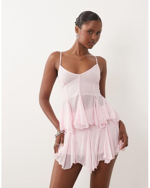 Missy Empire Pink Soft Chiffon Godet Hem Mini Skirt Co-Ord