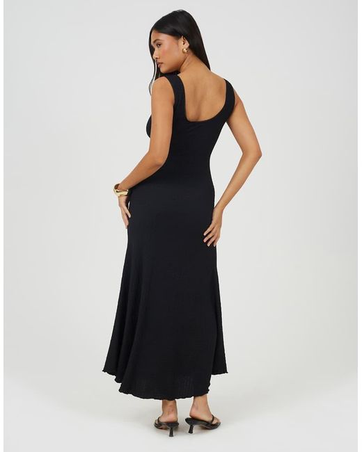 Brave Soul Blue Textured Jersey Lace Strappy Fit And Flare Maxi Dress