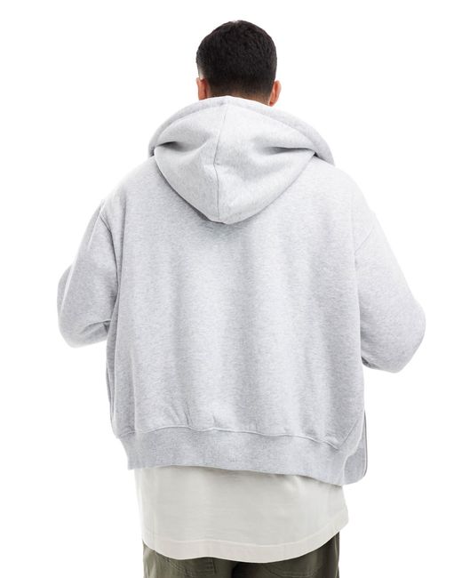 Cotton On White Cotton On Box Fit Zip Up Hoodie for men