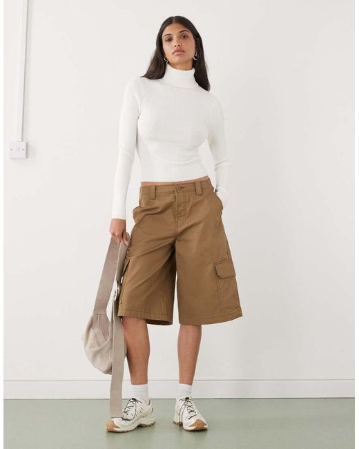 Collusion White Soft Knitted Ribbed Roll Neck Jumper