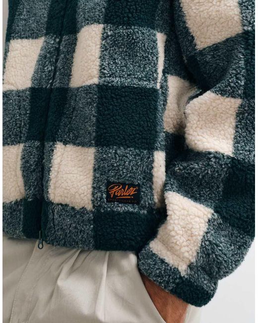 Parlez Green Province Check Borg Jacket for men